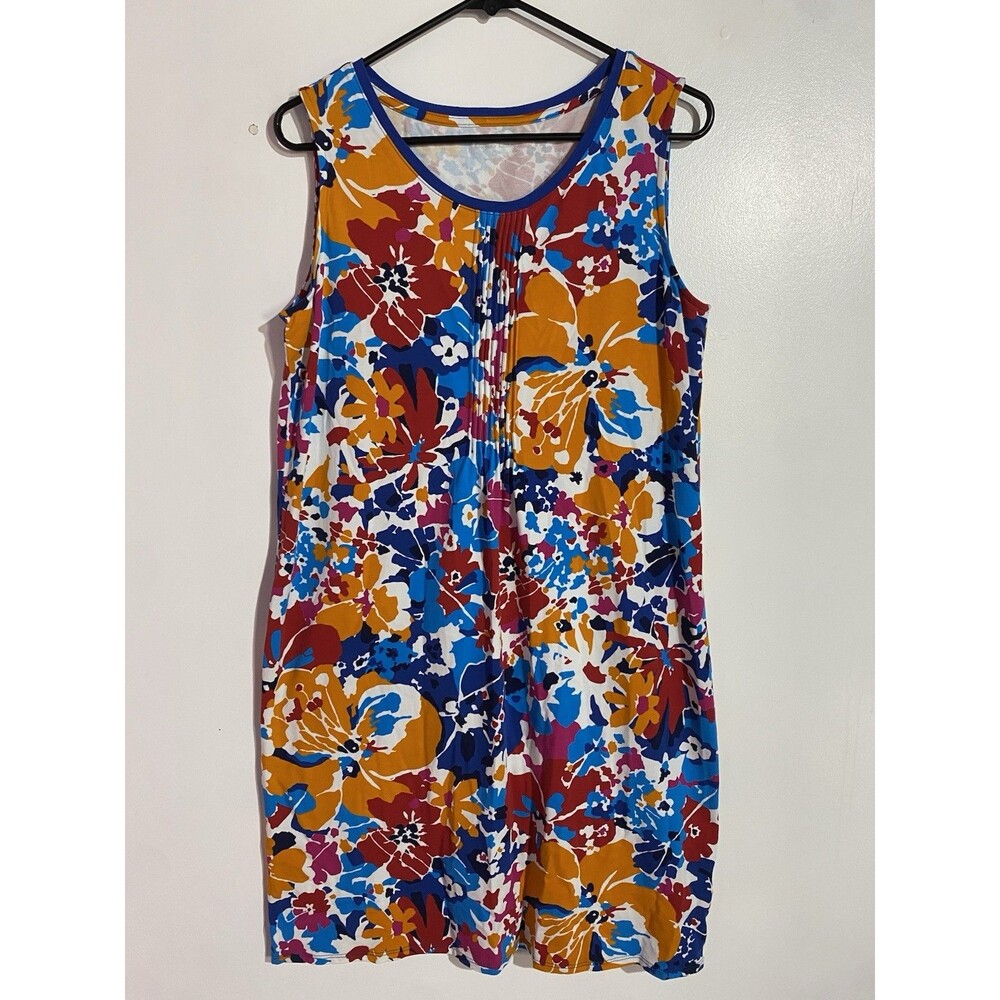 Lands End Dress M Floral Hawaiian Cottagecore Tropical Travel Vacation‎ Lounge
